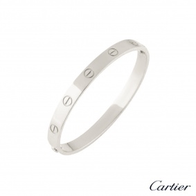 Cartier White Gold Plain Love Bracelet Size 16 B6035416 Cartier White Gold Plain Love Bracelet Size 16 B6035416
